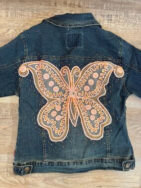 Vintage Y2K Embroidered Butterfly Denim Jacket